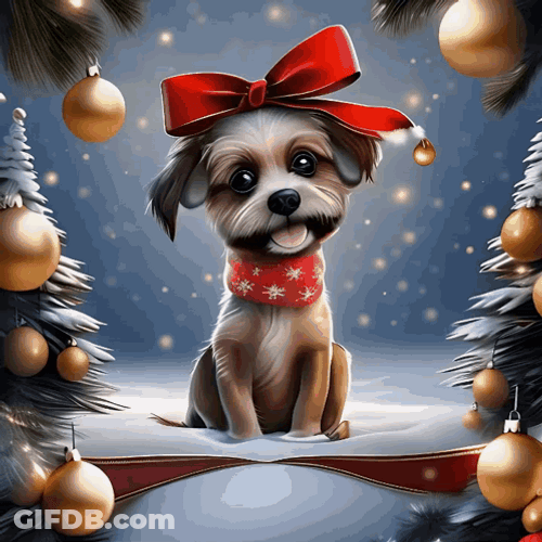 Merry Christmas Wishes Cute Pup GIF