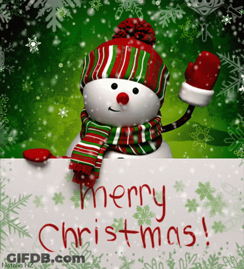 Merry Christmas Wishes Hello Snow Man GIF
