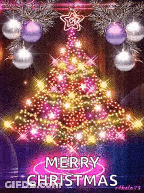 Merry Christmas Wishes Spinning Christmas Tree GIF