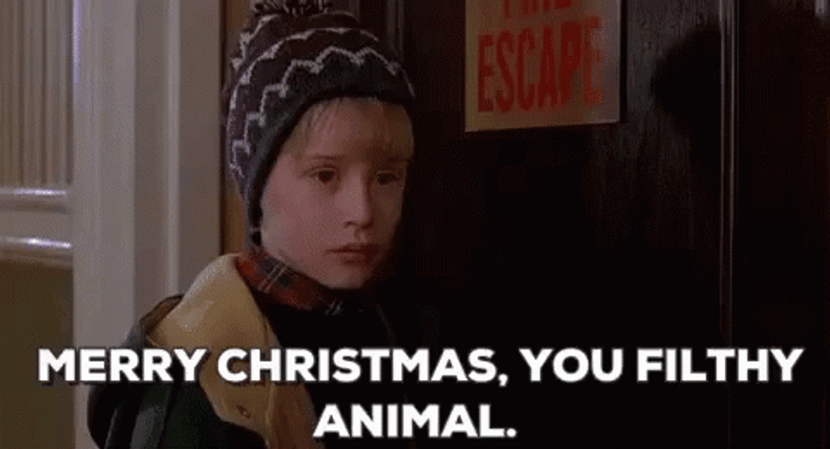 Merry Christmas You Filthy Animal Run GIF
