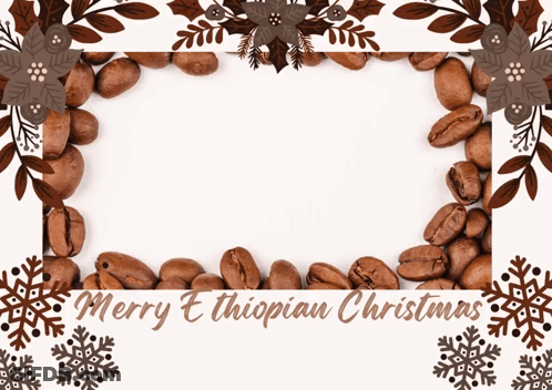 Merry Ethiopian Christmas Frame With Coffee Beans GIF