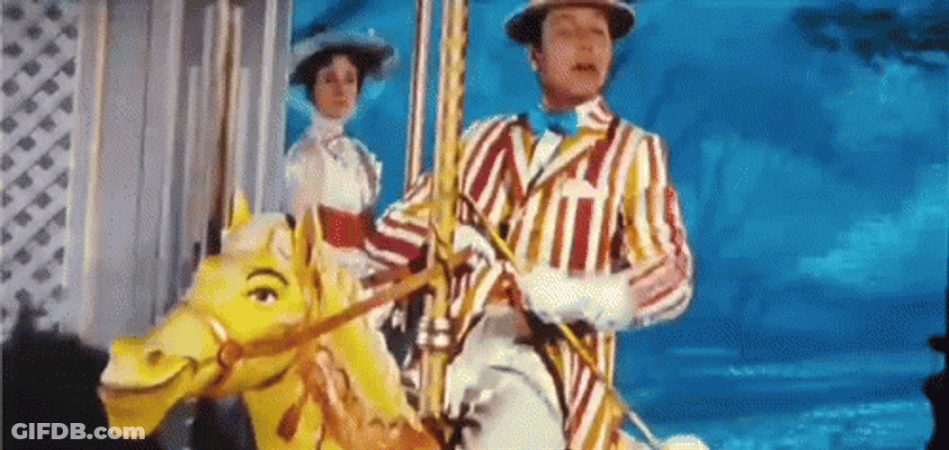 Merry Go Round Yellow Horse Ride GIF
