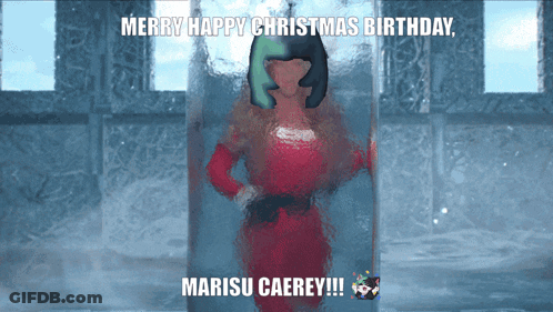 Merry Happy Christmas Birthday Marisu Caerey On Screen GIF
