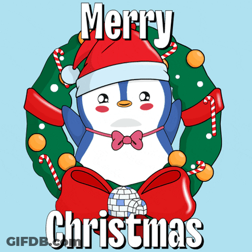 Merry Xmas Cute Pudgy Penguin GIF