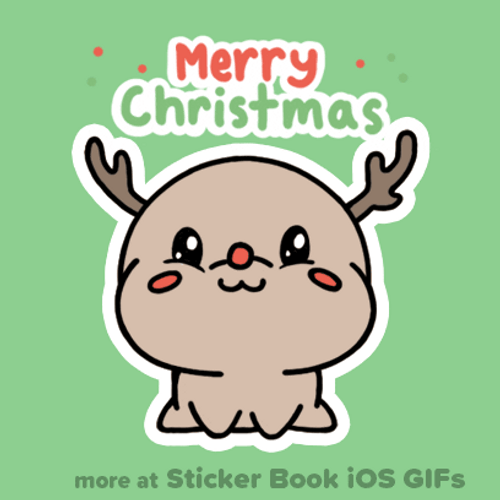 Merry Xmas Cute Reindeer Sticker GIF