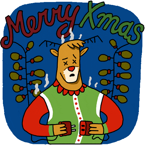 Merry Xmas Electrified Moose GIF