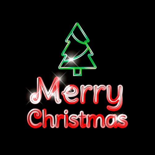 Merry Xmas Flashing Neon Lights GIF