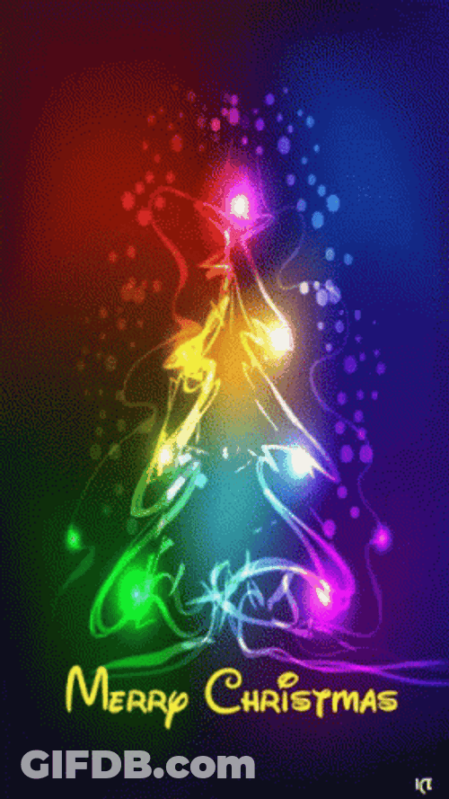 Merry Xmas Neon Glowing Lights GIF