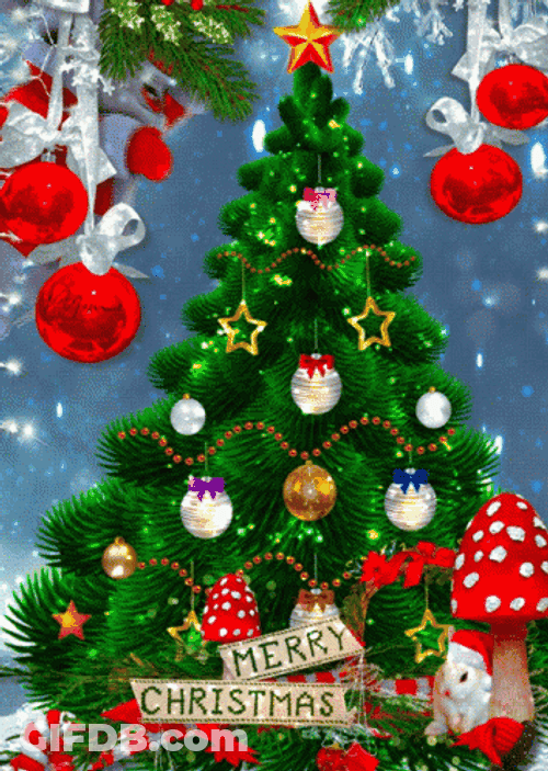Merry Xmas Shimmering Christmas Tree GIF