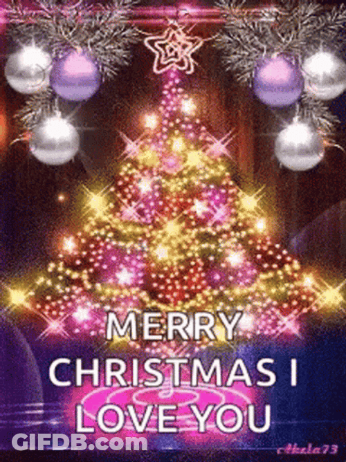 Merry Xmas Spinning Christmas Tree GIF