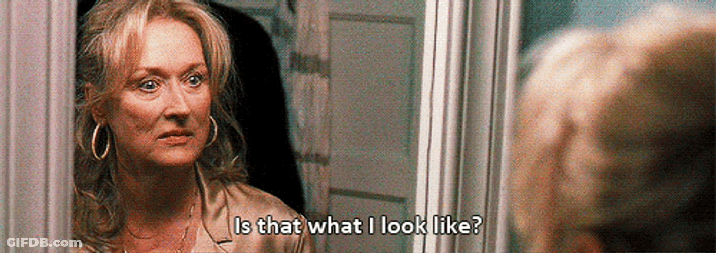 Meryl Streep Having A Conversation With Her Reflection GIF