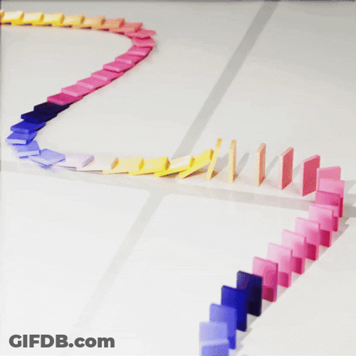 Mesmerizing Colorful Dominos Falling GIF