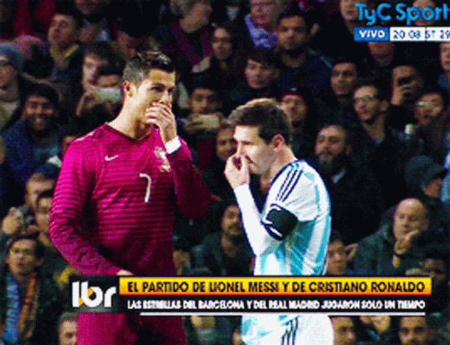 Messi And Ronaldo Exchanging Secrets GIF