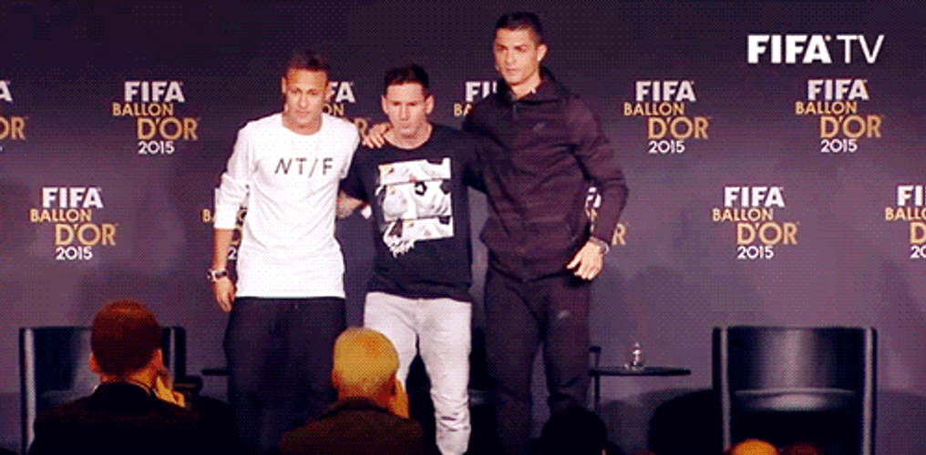 Messi And Ronaldo FIFA Awardees Line Up GIF