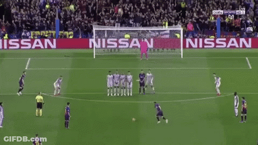 Messi Free Kick Scoring Goal Celebrating GIF