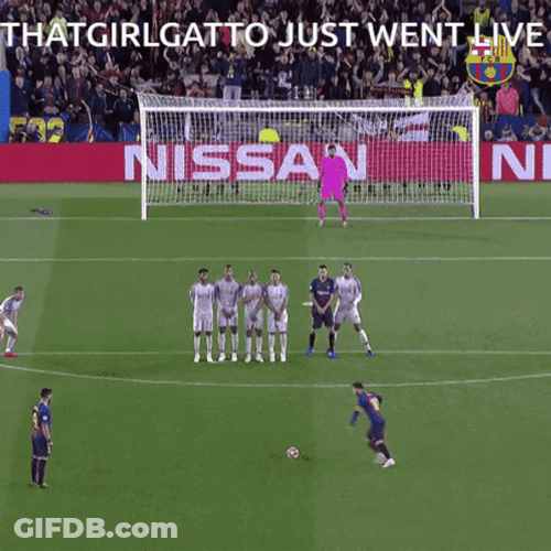 Messi Free Kick Versus Liverpool Game GIF