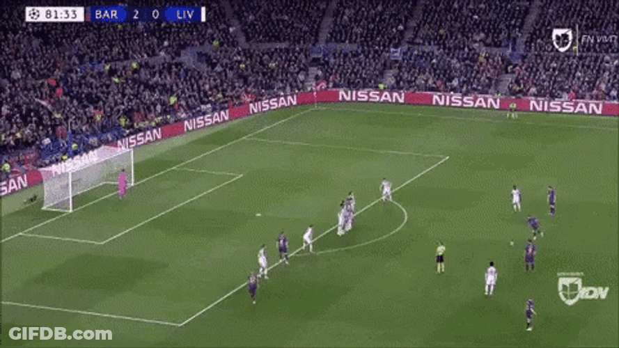 Messi Free Kick Versus Liverpool Incredible Goal GIF