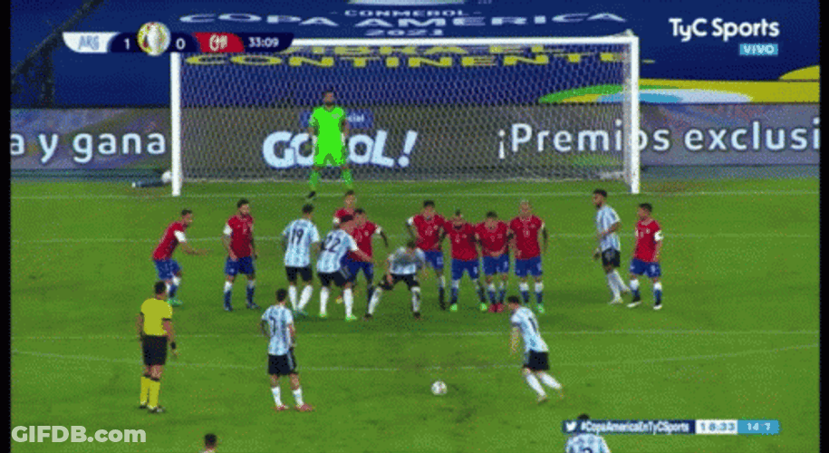 Messi Free Kick Wearing Jersey Number 10 GIF