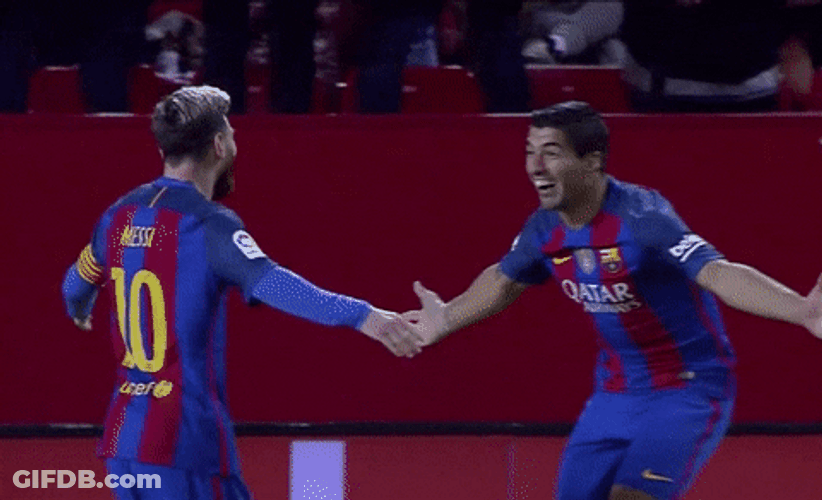 Messi Suarez Big Hug GIF