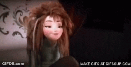 Messy Hairdo Cartoon Girl On Bed GIF