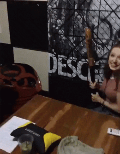 Metal Bat Punch By Girl GIF