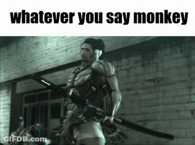 Metal Gear Jetstream Sam Whatever You Say Monkey GIF