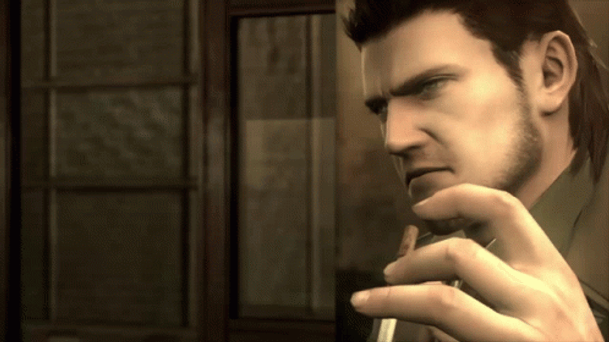 Metal Gear Solid Snake Smoking GIF