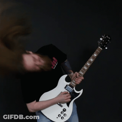 Metal Head Banging Rock Guitar GIF