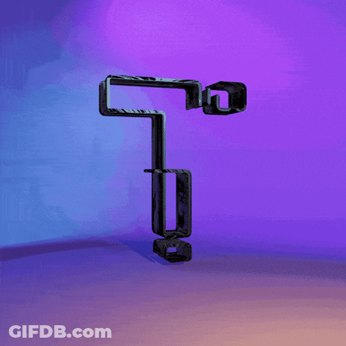 Metal Letter T Breaking Into Pieces GIF