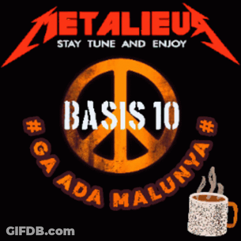 Metallica Logo With Peace Sign And Coffee Cup GIF