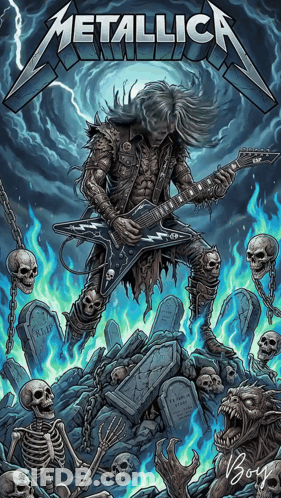 Metallica Poster Man Playing Guitar GIF