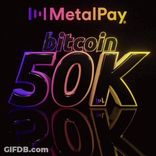 Metalpay Bitcoin 50K Poster With Astronaut Statue GIF