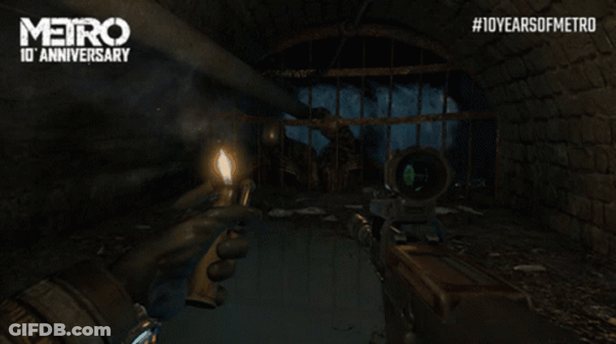 Metro 2033 Artyom Holding Lighter And Gun GIF