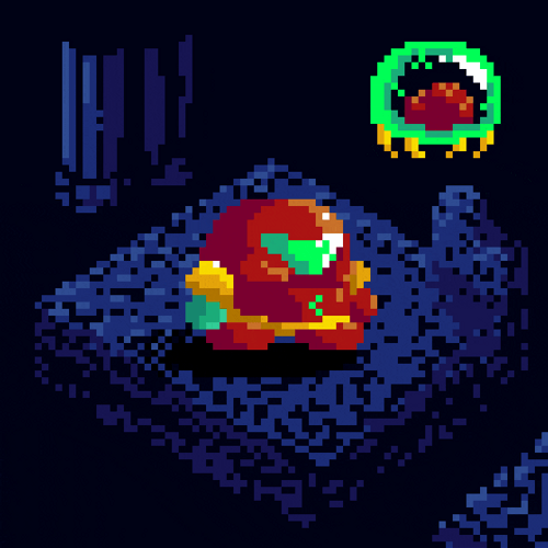 Metroid And Larva Bouncing GIF
