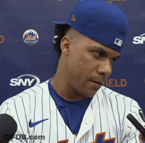 Mets Baseball Player In Blue Hat And White Jersey GIF