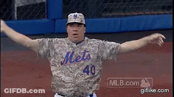 Mets Baseball Player With Arms Outstretched GIF