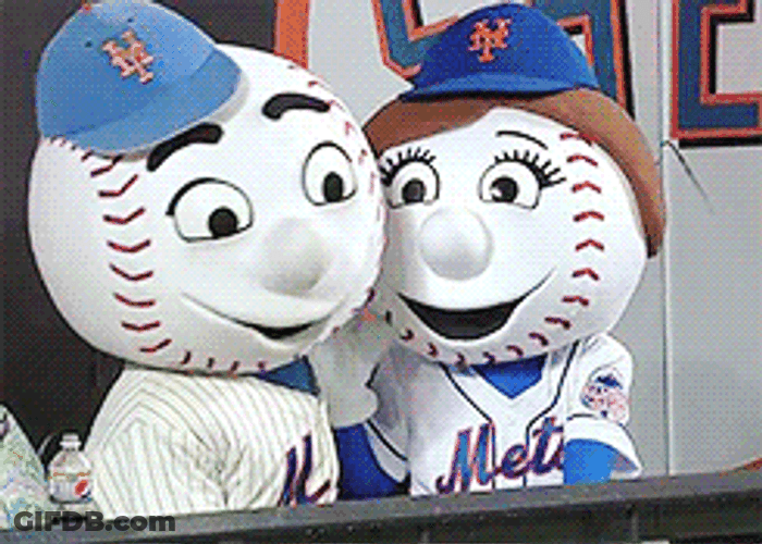 Mets Mascots Mr And Mrs Met Waving GIF