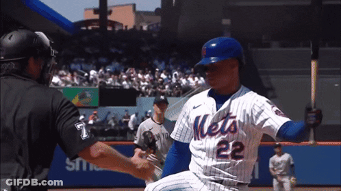 Mets Player Number 22 Shakes Hands With Umpire GIF