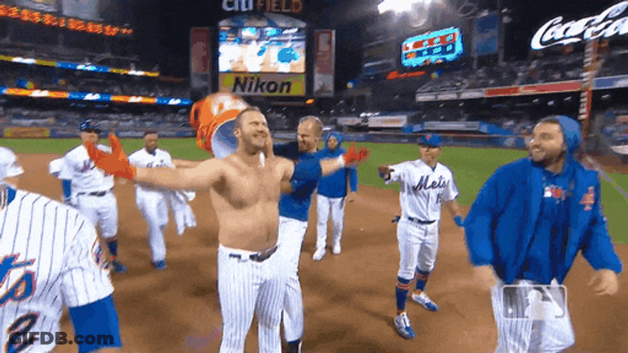 Mets Player Pete Alonso Drenched With Water GIF