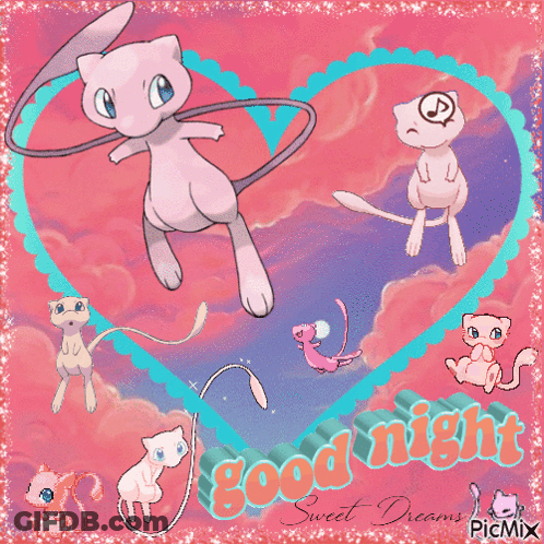 Mew In Heart Saying Good Night Sweet Dreams GIF