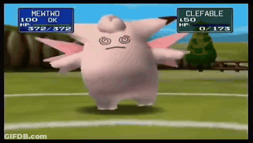 Mewtwo And Clefable Battle Video Game Screen GIF