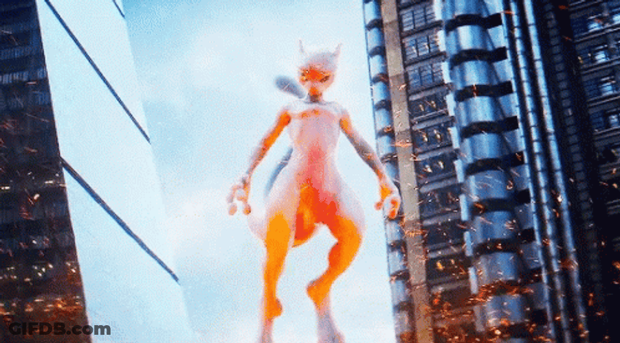 Mewtwo Pokemon Mid Air Ember Flying GIF
