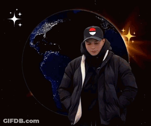 Mewtwo Standing In Front Of A Planet GIF