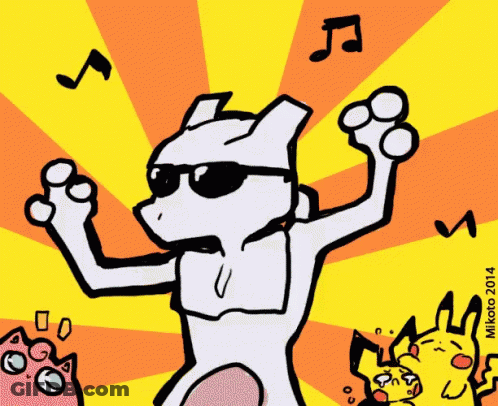 Mewtwo Wearing Sunglasses With Music Notes GIF