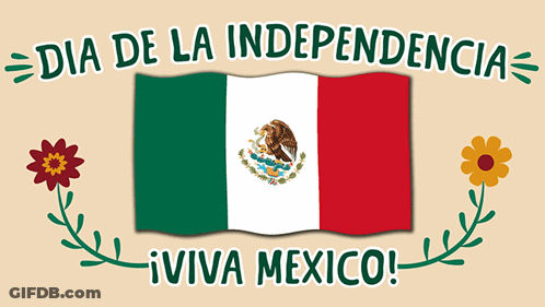 Mexican Flag Surrounded By Flowers Dia De La Independencia GIF