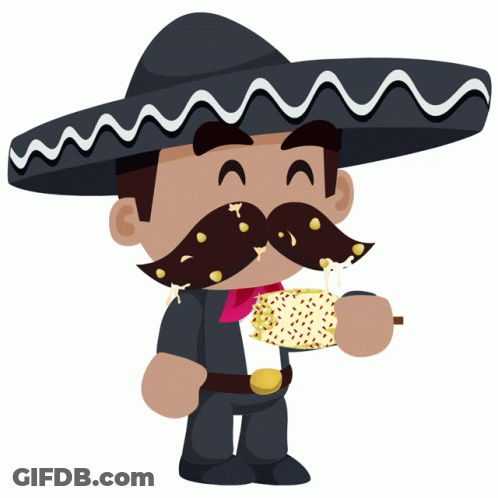 Mexican Man In Sombrero Eating Corn GIF