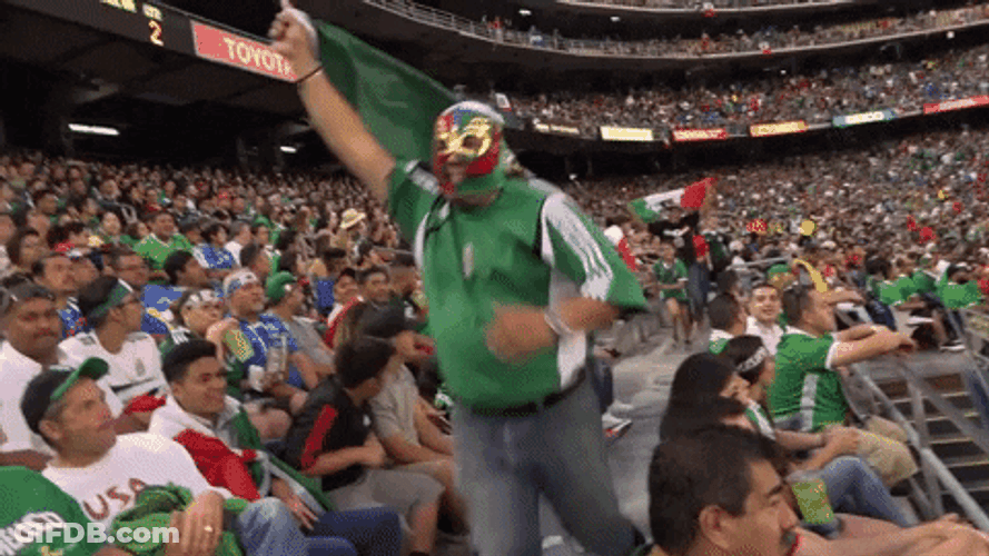 Mexico Team Soccer Fans Running With Flags GIF
