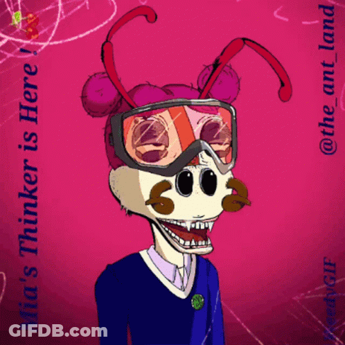 Mia's Thinker Cartoon Character GIF