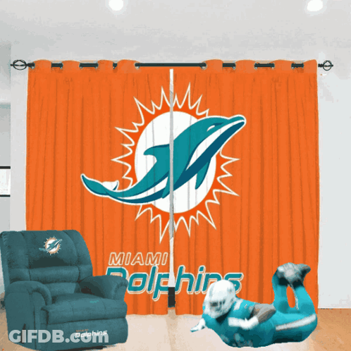 Miami Dolphins Curtain And Recliner Room GIF