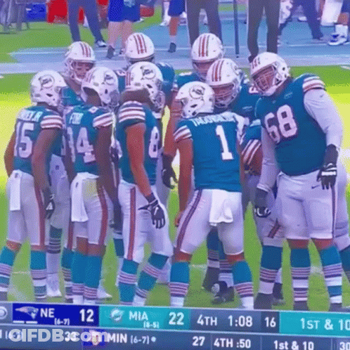 Miami Dolphins Football Players Huddle Up GIF
